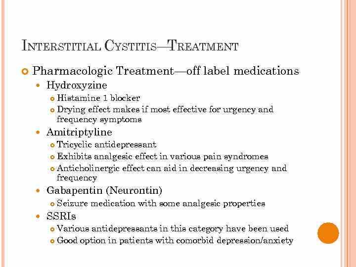 Amitriptyline and interstitial cystitis